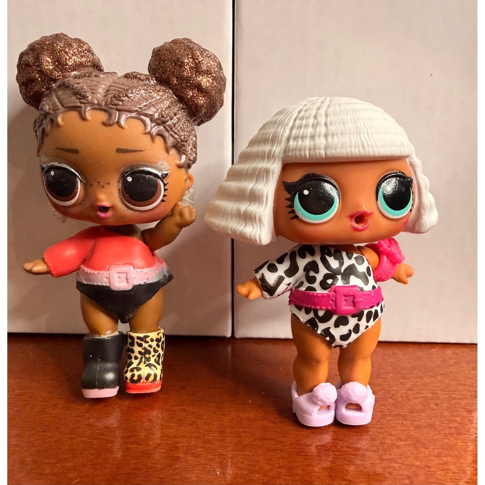 LOL Surprise Doll Lot Sis Cheer 80s BB Glitter Hair Animal Print Figures 3 Inch - Picture 1 of 7
